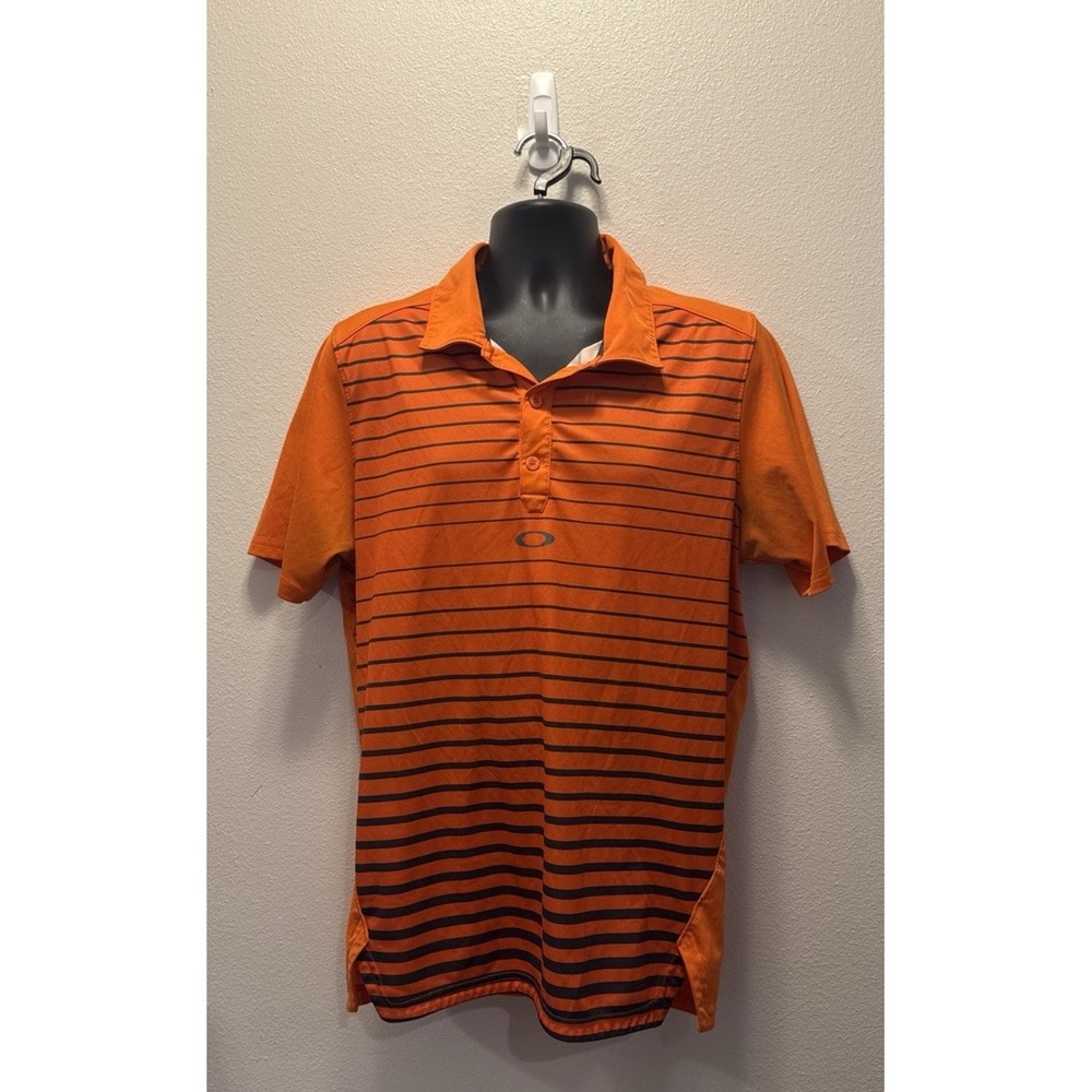 Oakley Golf Polo‎ Orange/ Black Short Sleeve Athletic Mens Size Large Golf
